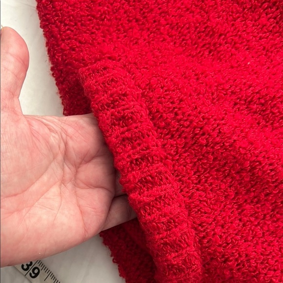 Carolyn Taylor cardigan sweater Duster long line red nubby  boucle knit Large - Picture 9 of 10